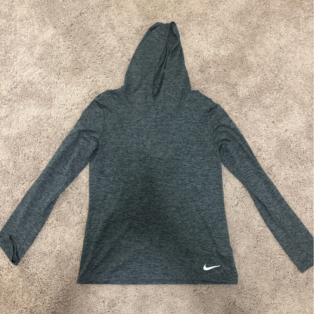 Nike Dri Fit Navy Hooded Long Sleeve Pullover